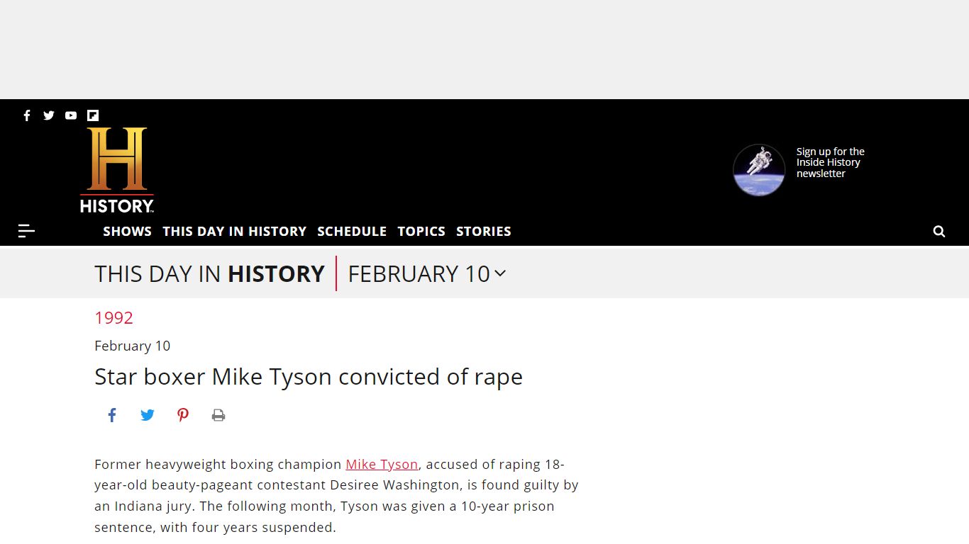 Star boxer Mike Tyson convicted of rape - HISTORY